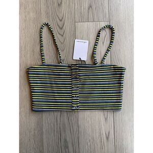Olivaceous Cropped‎ Tank Top Size Small Green Yellow Stripe 90's Y2K Vibes NWT